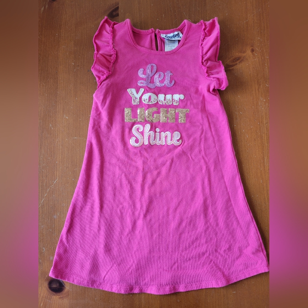Pink Dress with Gold Lettering Size 4